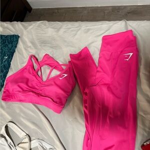 Gymshark Women's Pink Sports Bra and Leggings Set